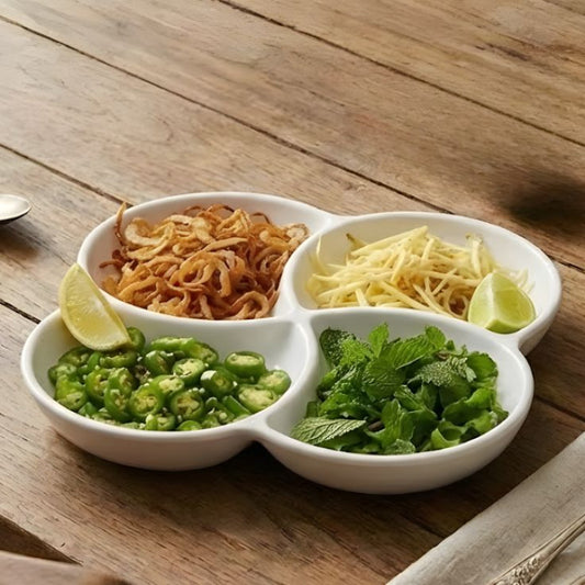 4 Section Melamine White Serving Platter