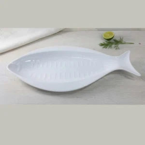 Melamine 1 Piece White Trout Fish Serving Platter