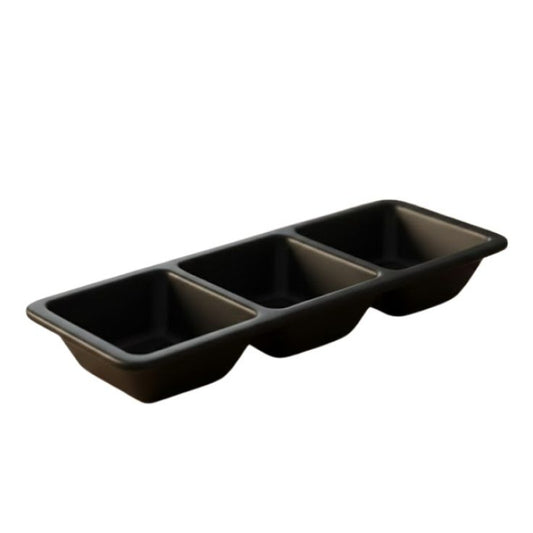 3 Section Melamine Black Dip Sauce Divider