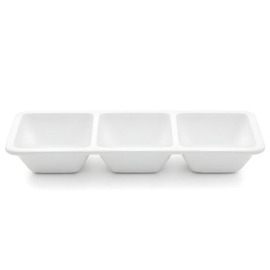 3 Section Melamine White Dip Sauce Divider