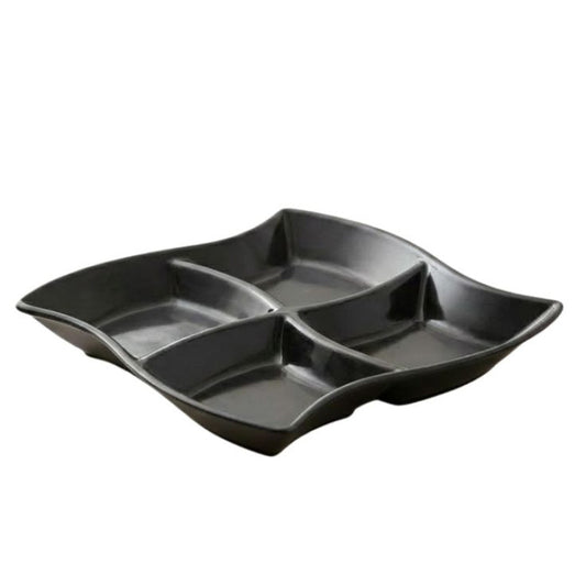 Wavy 4 Portion Black Tray One Piece for Serving