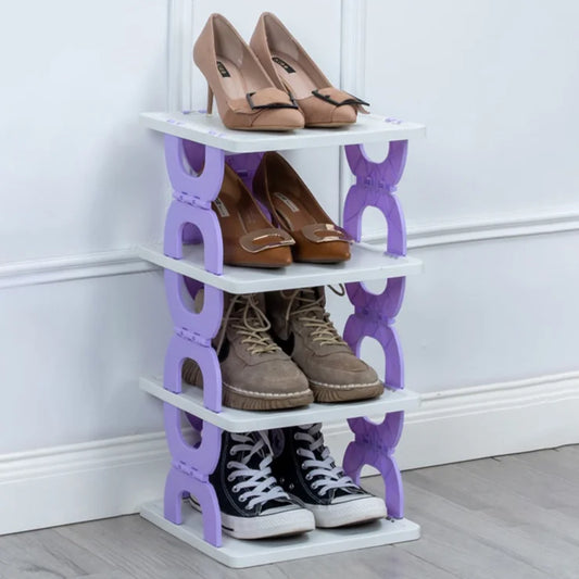 Foldable 4 Layer Shoe Rack Space Saving Storage Organizer