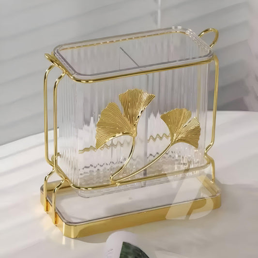 Luxury Golden Leaf Cutlery Holder
