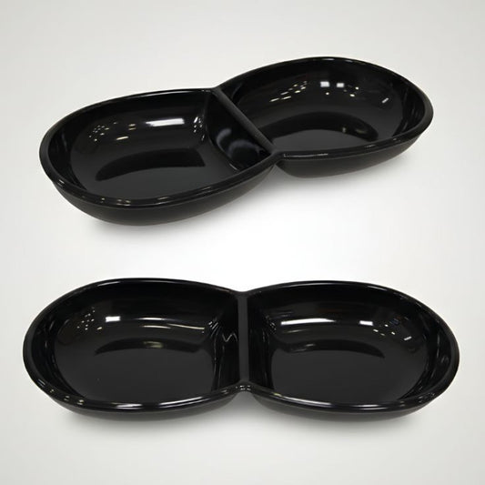 Melamine Vintage Sauce Divider Black Serving Dish