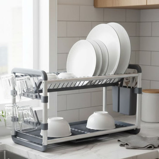 2 Tier Dish Aluminium & Plastic Rack