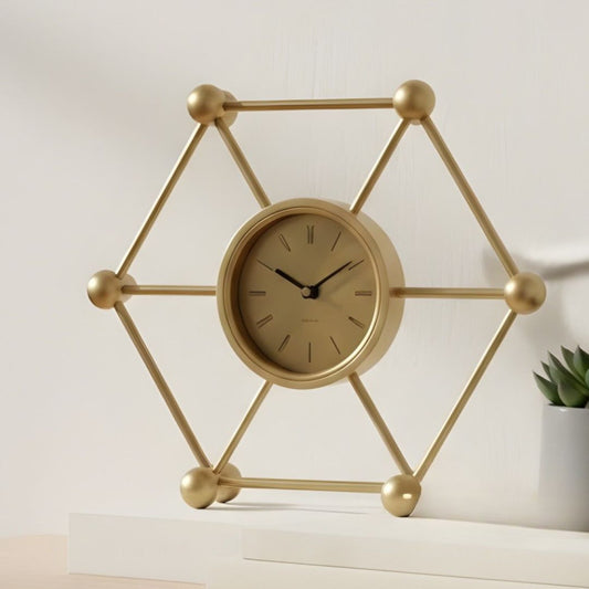 Hexagon Mantel Marble Clock Elegant Decorative Table Clock