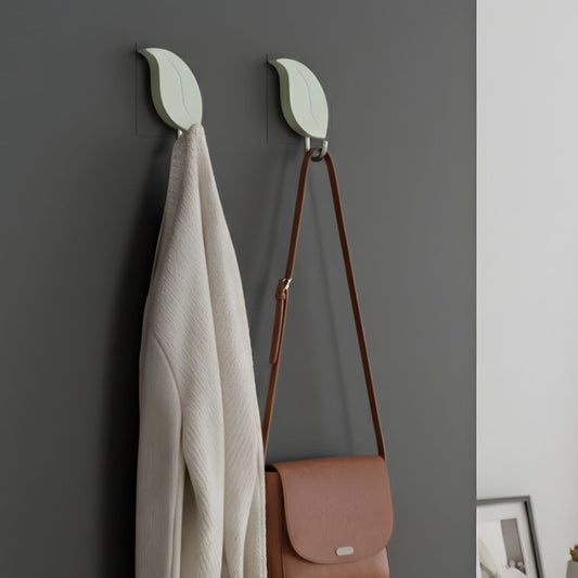 2 Pcs Leaf Hooks Self Adhesive Decorative Wall Hooks