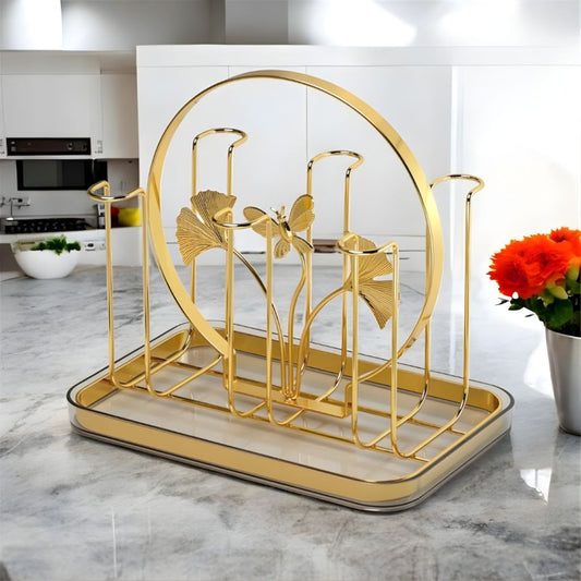 Stainless Steel Golden Glass Stand Elegant Serving & Display Holder
