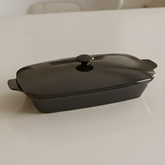 Melamine Black Rectangle Serving Bowl With Lid