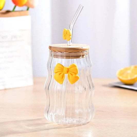450ML Glass Straw Cup With Lid Portable Drinking Glass