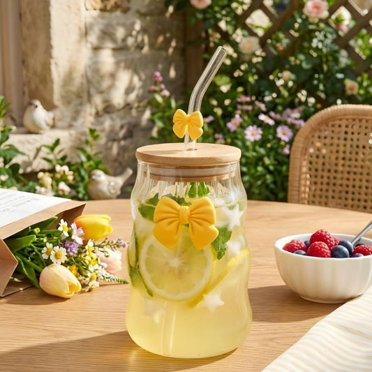 450ML Glass Straw Cup With Lid Portable Drinking Glass