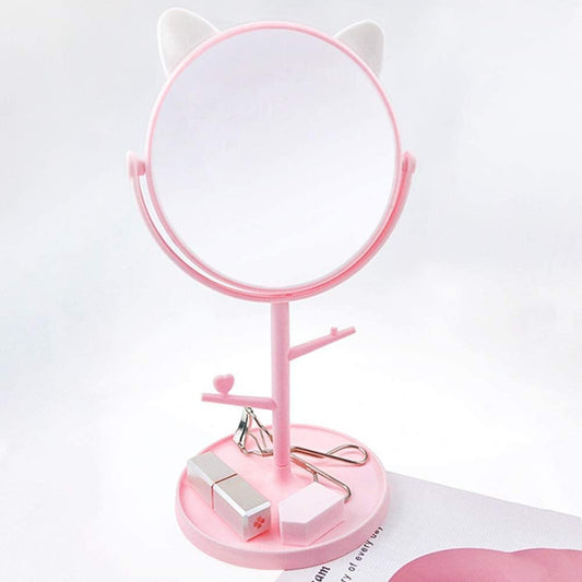360° Rotating Cat Shape Tabletop Makeup Mirror