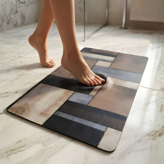 Nappa Leather Bath Mat Non Slip Rubber Base Bathroom Mat