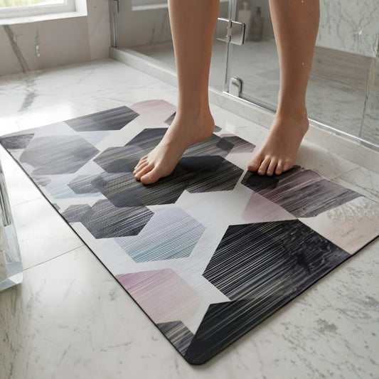 Hexagon Pattern Nappa Leather Bath Non Slip Rubber Mat