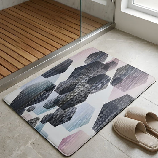 Hexagon Pattern Nappa Leather Bath Non Slip Rubber Mat