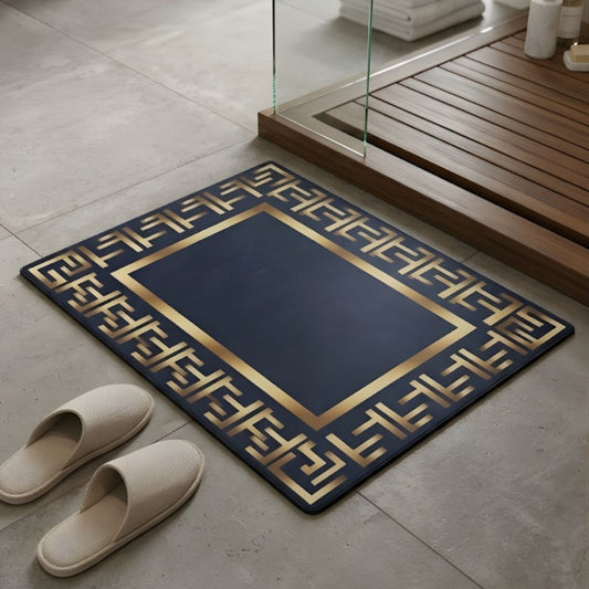 Luxury Border Design Nappa Leather Bath Mat Non Slip Rubber Mat