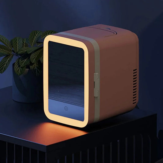 4L Makeup Fridge with Mirror 3 Color LED Beauty Cooler