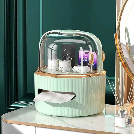 Tissue Box & Cosmetics Organizer with Acrylic Door