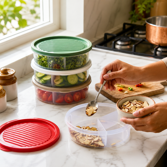 3 Compartment Plastic Food Storage Container