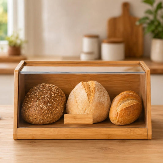 Bamboo Bread Box with Acrylic Lid