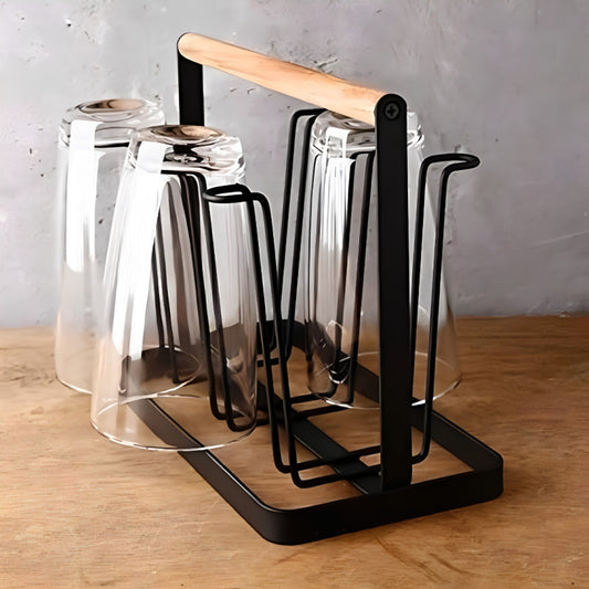 Glass Stand With Stylish Wooden Touch