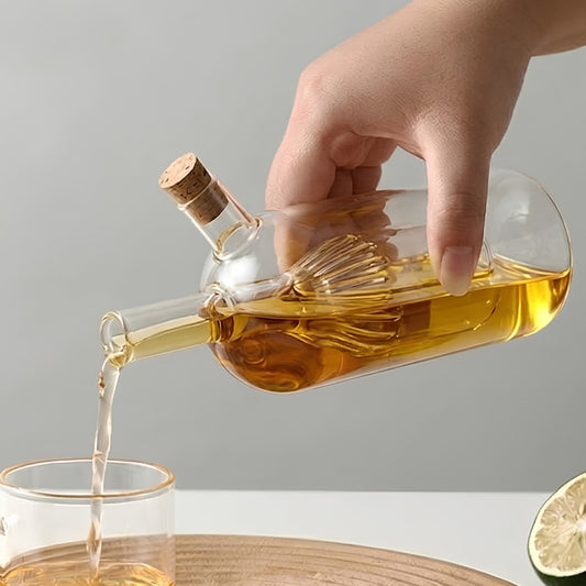 Borosilicate Oil Glass Bottle With Double Spout And Cork