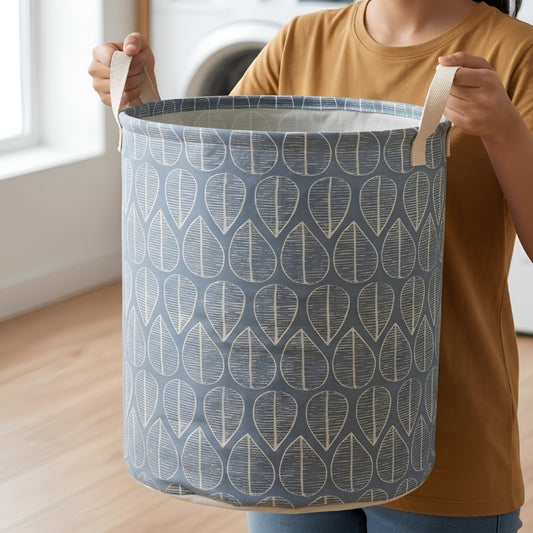 Foldable Laundry Basket Blue Leaf