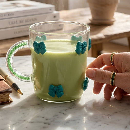Cute Bow Design Glass Cup