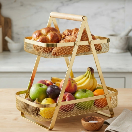 2 Layer Golden Storage Basket