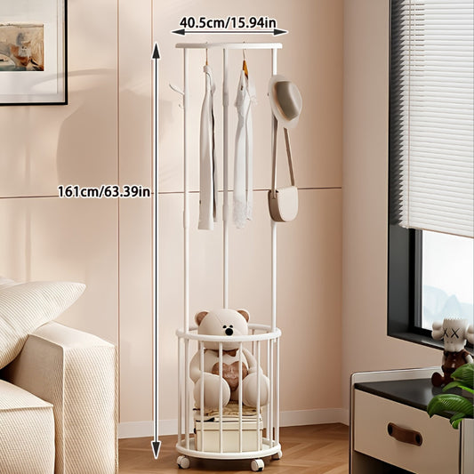 Multi Purpose Clothes & Storage Rack With Basket