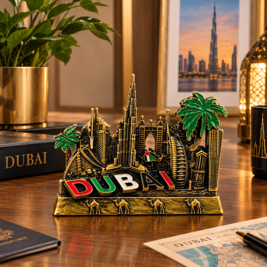 Metal dubai city skyline