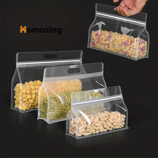 4Pcs Transparent Food Storage Bags With Handle