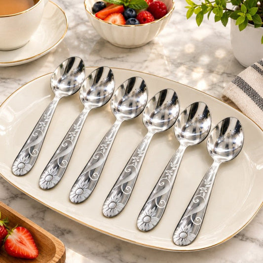 6 Piece Premium Stainless Steel Dessert Spoon Set - Homazing