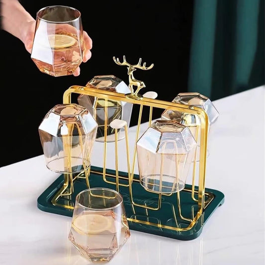 Golden Glass Stand With Drain Tray