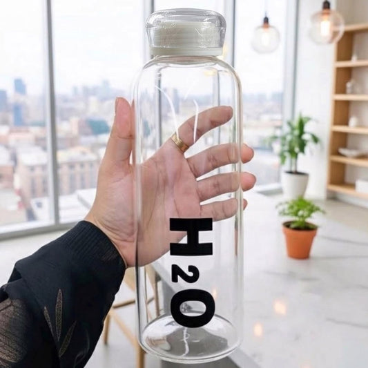 Borosilicate Glass Water Bottle H2O Style Leakproof Bottle