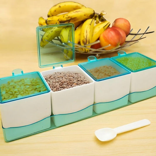 Chilleez 4‑Compartment Spice Case with Lid & Spoon