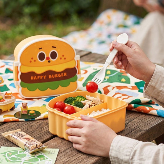 Burger Kids Lunch Box With 3 Compartments - Homazing