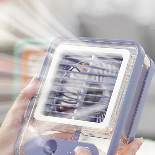Rechargeable Mini Portable Desk Fan With Mist Spray LED