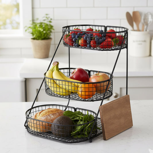 MultiPurpose 3-Tier Storage Basket Rack