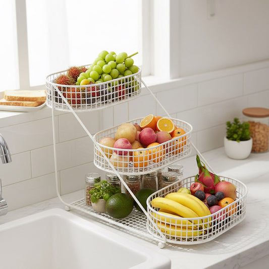 MultiPurpose 3-Tier Storage Basket Rack