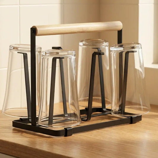 Glass Stand With Stylish Wooden Touch - Homazing