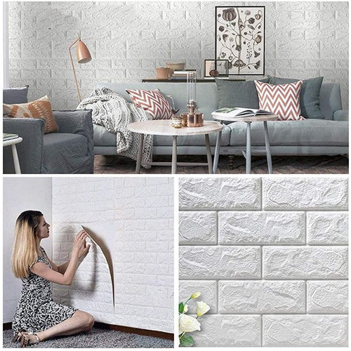 Pack Of 4 3D Foam Brick Wall Sheets 5MM