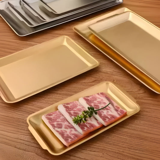 Golden Serving Tray Stainless Steel