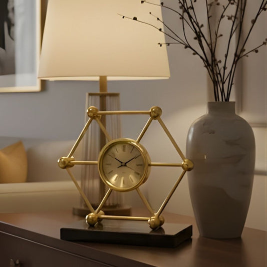 Hexagon Mantel Marble Clock Elegant