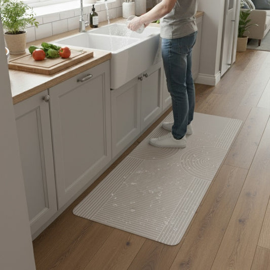 Kitchen Floor Mat Non-slip Set Of 2 Pcs - Abstract Wavy Pattern Design