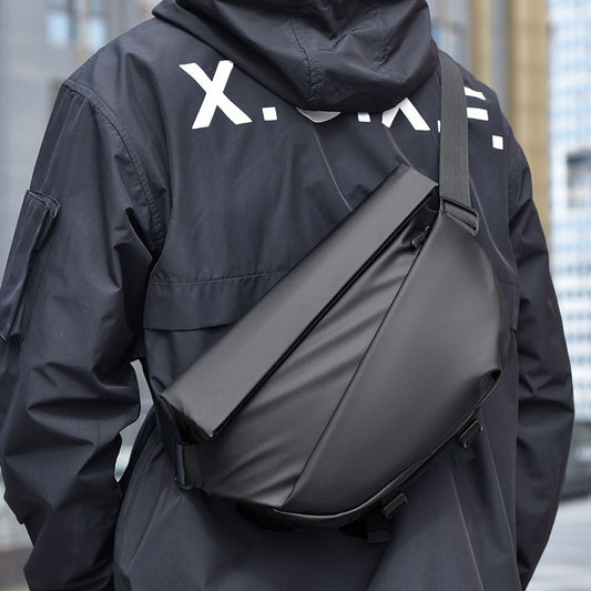 Men’s Leather Crossbody Waterproof Bag Large Capacity Chest Bag