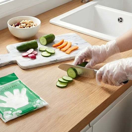 100 PCS Transparent Food-Safe Kitchen Gloves
