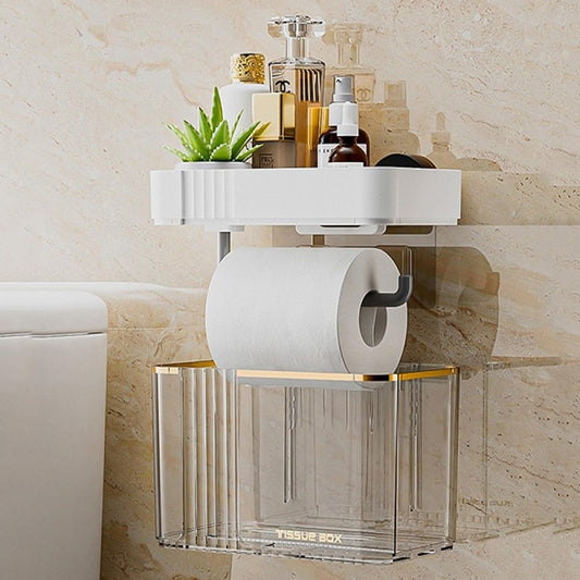 Punch Free Toilet Paper Holder Wall Mounted Tissue Rack