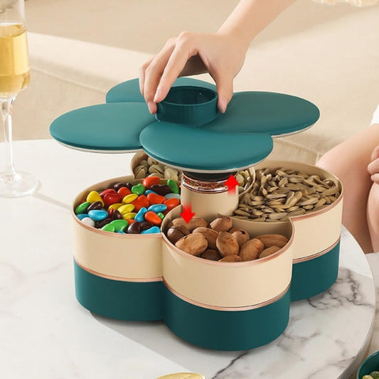 Double Layer Divided Serving Dish with Lid - 4 Sections