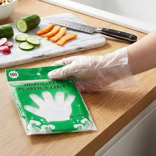100 PCS Transparent Food-Safe Kitchen Gloves